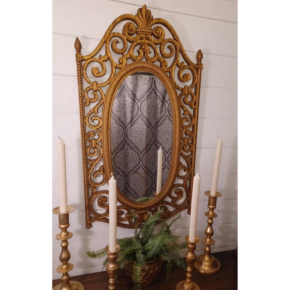 Vintage syroco gold mirror Hollywood Regency Gothic Victorian style